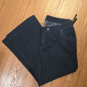 Dark Blue Women's Wide Leg Jeans 28W